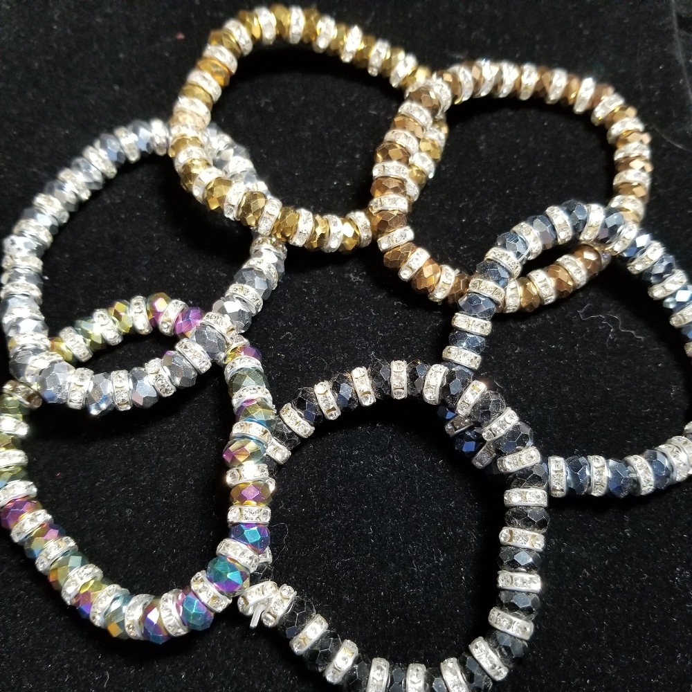 A rhinestone beaded bracelet